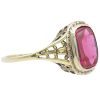 2.96ct Rectangle Ruby Filigree Vintage Ring 14K Two-Tone Gold Side