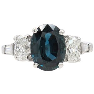 3.99ctw Oval Natural Sapphire Ring Platinum GIA Certified Front