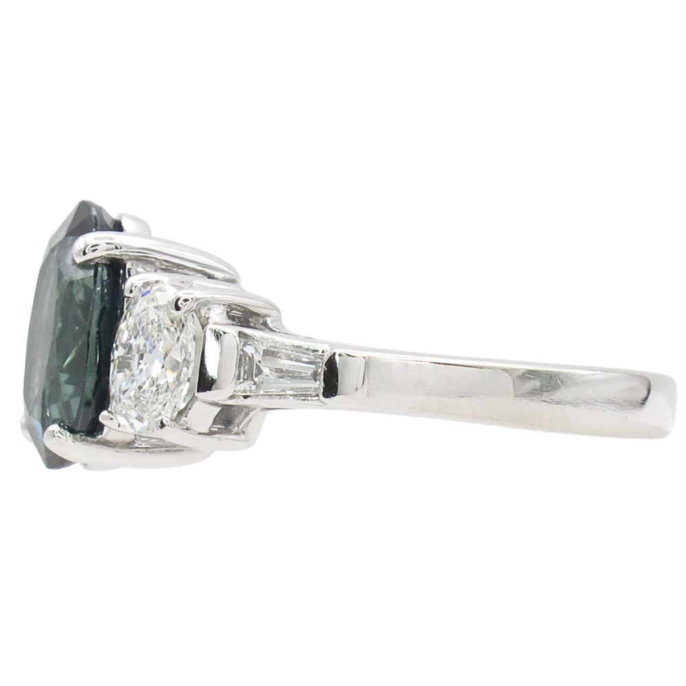 3.99ctw Oval Natural Sapphire Ring Platinum GIA Certified Side 3.99ctw Oval Natural Sapphire Ring Platinum GIA Certified Side