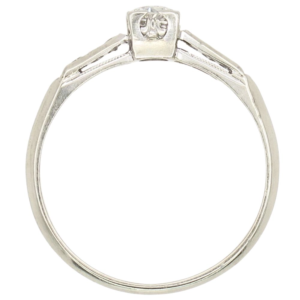 .37ctw Old European Diamond Art Deco Engagement Ring 18K White Gold Profile .37ctw Old European Diamond Art Deco Engagement Ring 18K White Gold Profile