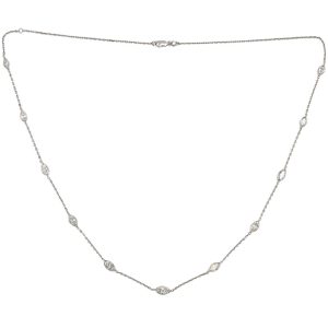 4.06ctw Marquise Diamond Station Necklace 14k White Gold Layout