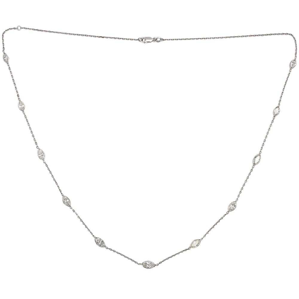 4.06ctw Marquise Diamond Station Necklace 14k