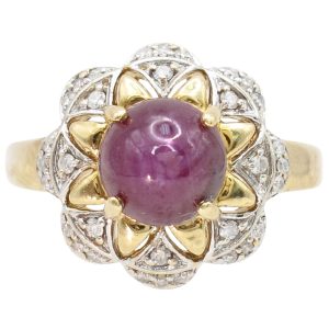 4.83ctw Star Ruby Ring 14K Two-Tone Front