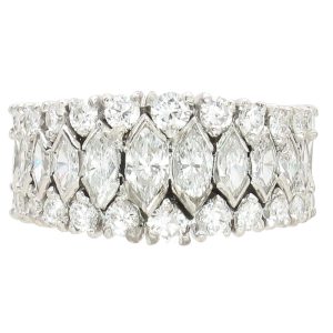 4ct Marquise & Round Diamond Eternity Band Platinum Front