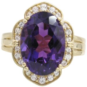 5.12ctw Amethyst Ring with White Sapphire Accents 10K Gold