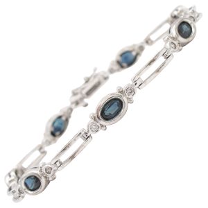 5.18ctw Sapphire Sport Bracelet 14K White Gold front