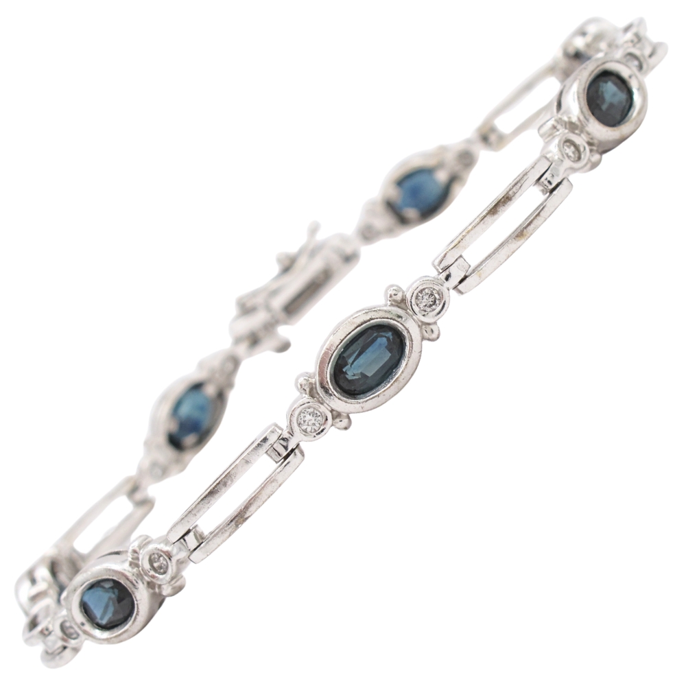 5.18ctw Sapphire Sport Bracelet 14K White Gold