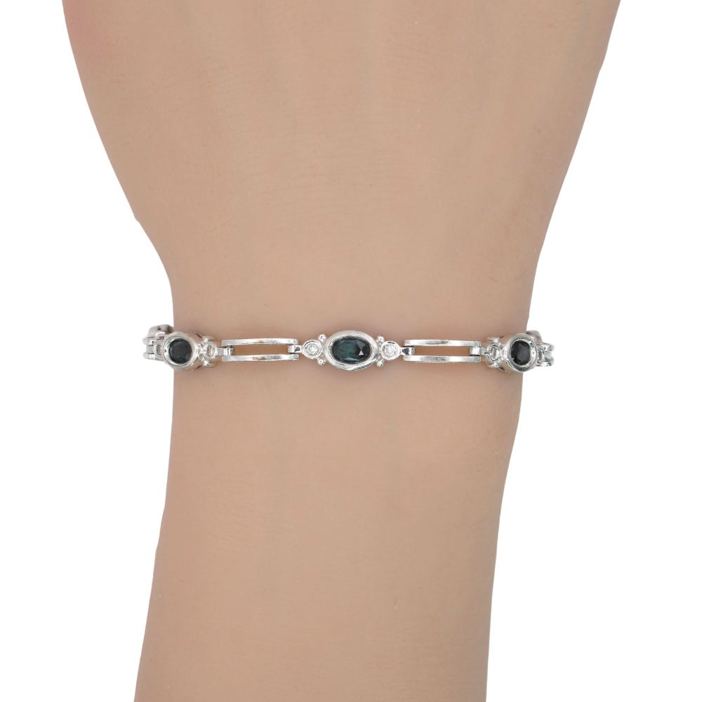 5.18ctw Sapphire Sport Bracelet 14K White Gold worn 5.18ctw Sapphire Sport Bracelet 14K White Gold worn