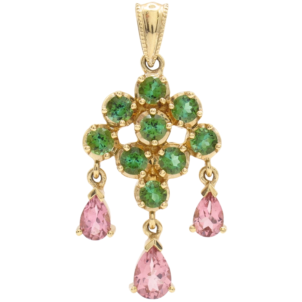 5.62ctw Tourmaline Pendant 14K Gold front 5.62ctw Tourmaline Pendant 14K Gold front