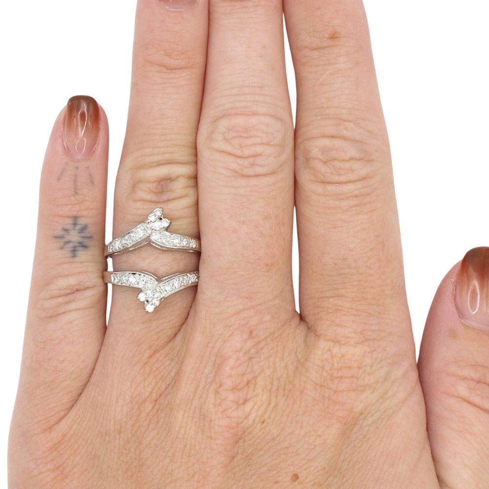 .50ctw Diamond Solitaire Enhancer ring 14K White Gold Modeled (2) .50ctw Diamond Solitaire Enhancer ring 14K White Gold Modeled (2)