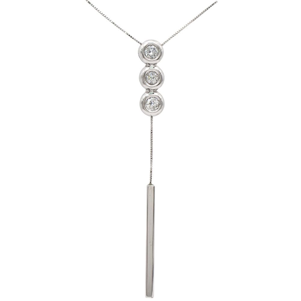 .63ctw Diamond Lariat Slide Necklace 18K White Gold Front .63ctw Diamond Lariat Slide Necklace 18K White Gold Front