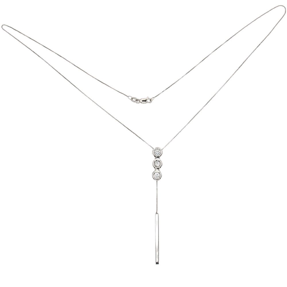 .63ctw Diamond Lariat Slide Necklace 18K White Gold Full .63ctw Diamond Lariat Slide Necklace 18K White Gold Full