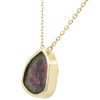 7ct Watermelon Tourmaline Slice Station Necklace 14K Yellow Gold Side