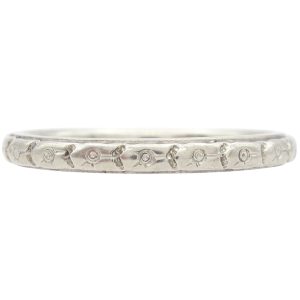 Art Deco Era Floral Band Ring 18K White Gold