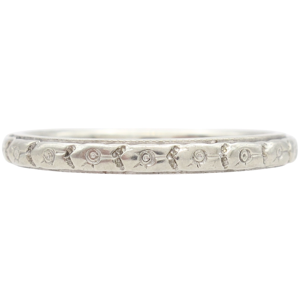 Art Deco Era Floral Band Ring 18K White Gold Art Deco Era Floral Band Ring 18K White Gold
