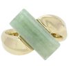Asymmetrical Barrel Cut Jade Ring 14K Yellow Gold Front