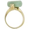 Asymmetrical Barrel Cut Jade Ring 14K Yellow Gold Profile