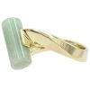 Asymmetrical Barrel Cut Jade Ring 14K Yellow Gold Side