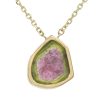 Custom 1.69ctw Layered Diamond & Watermelon Tourmaline Necklace 14K Yellow Gold Close up