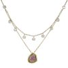 Custom 1.69ctw Layered Diamond & Watermelon Tourmaline Necklace 14K Yellow Gold Front