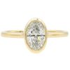 GIA 0.74ct Oval Diamond Bezel Engagement Ring 14K Gold front