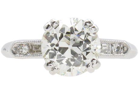 GIA 1.43ctw Diamond Art Deco Engagement Ring Platinum front
