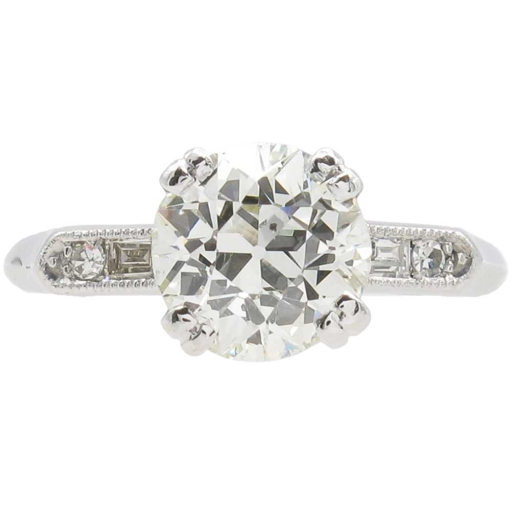 GIA 1.43ctw Diamond Art Deco Engagement Ring Platinum