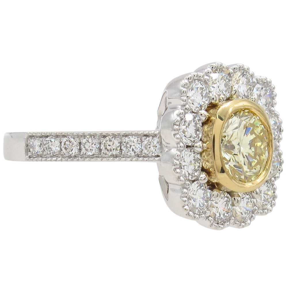 GIA 1.77ctw Round Diamond Scalloped Halo Engagement Ring 14K Two-Tone Gold side GIA 1.77ctw Round Diamond Scalloped Halo Engagement Ring 14K Two-Tone Gold side