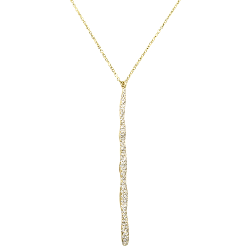 Ippolita 0.95ctw Diamond Stardust Squiggle Stick Necklace 18K Gold front Ippolita 0.95ctw Diamond Stardust Squiggle Stick Necklace 18K Gold front