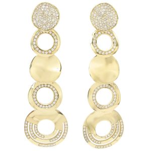 Ippolita 3.0ctw Diamond Wavy Disk Convertible Drop Earrings 18K Gold front