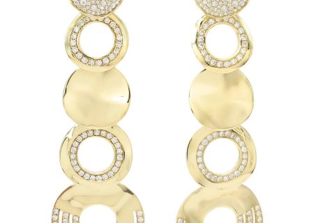 Ippolita 3.0ctw Diamond Wavy Disk Convertible Drop Earrings 18K Gold front