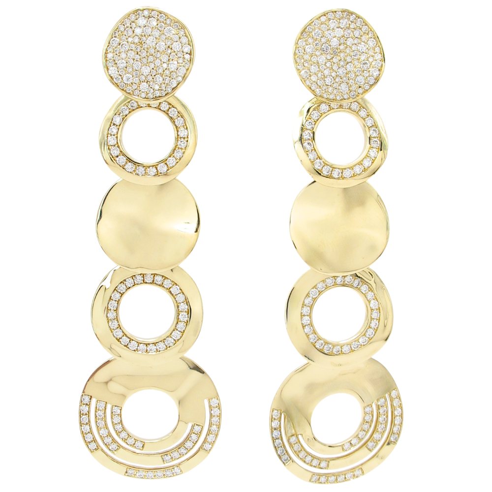 Ippolita 3.0ctw Diamond Wavy Disk Convertible Drop Earrings 18K Gold
