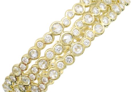 Ippolita 7.65ctw Rose Cut Diamond Triple Row Bangle Bracelet 18K Gold main