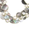 Ippolita Mother of Pearl & Abalone Triple Strand Necklace 18K Gold close up