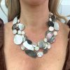 Ippolita Mother of Pearl & Abalone Triple Strand Necklace 18K Gold worn
