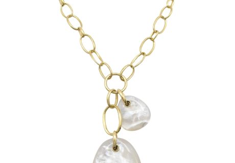 Ippolita Rock Candy Mother of Pearl Double Pebble Necklace 18K Gold pendant