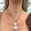 Ippolita Rock Candy Mother of Pearl Double Pebble Necklace 18K Gold worn