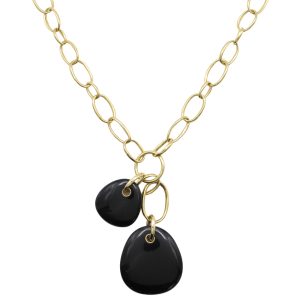 Ippolita Rock Candy Onyx Double Pebble Necklace 18K Gold pendant