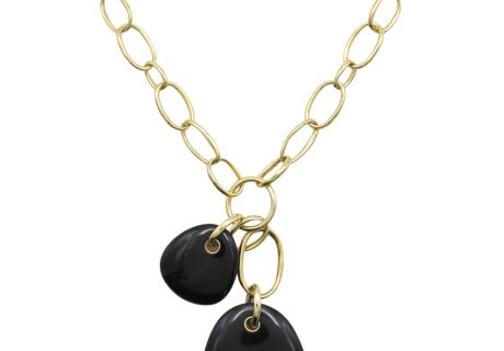 Ippolita Rock Candy Onyx Double Pebble Necklace 18K Gold pendant
