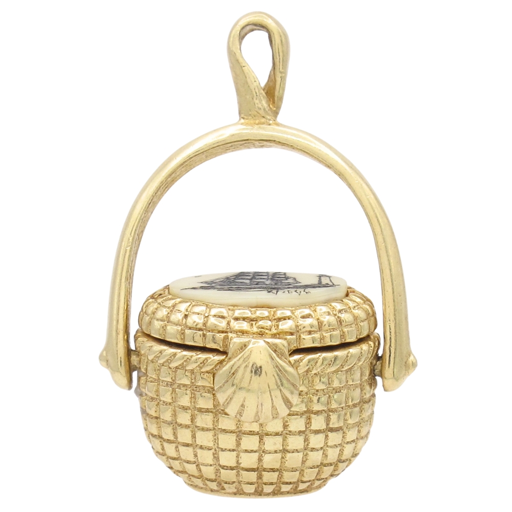 Nantucket Basket Pendant or Charm 14K Gold