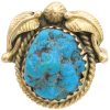 Navajo Seafoam Turquoise Ring 14K Gold front