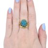 Navajo Seafoam Turquoise Ring 14K Gold worn