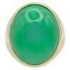 Oval Apple Green Jade Men's Signet Ring 14K Yellow Gold Front