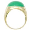 Oval Apple Green Jade Men's Signet Ring 14K Yellow Gold Profile