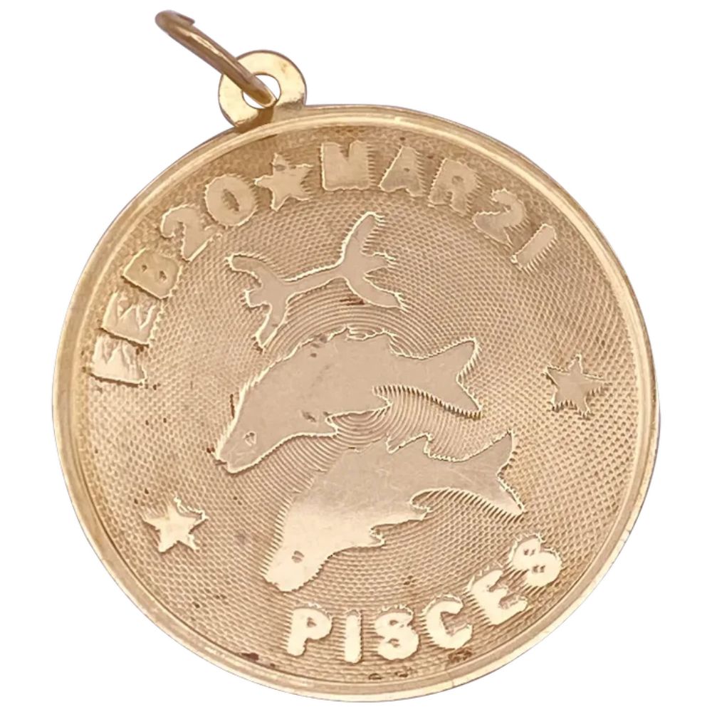 Pisces Zodiac Charm or Pendant 14K Gold