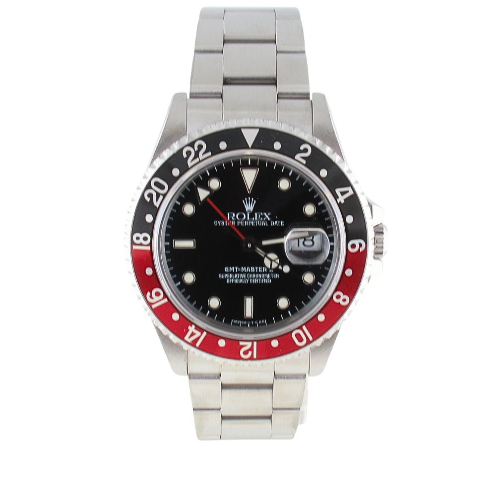 Pre-Owned Rolex 40MM GMT Master II Coke (1993) Stainless Steel Model 16710 Front