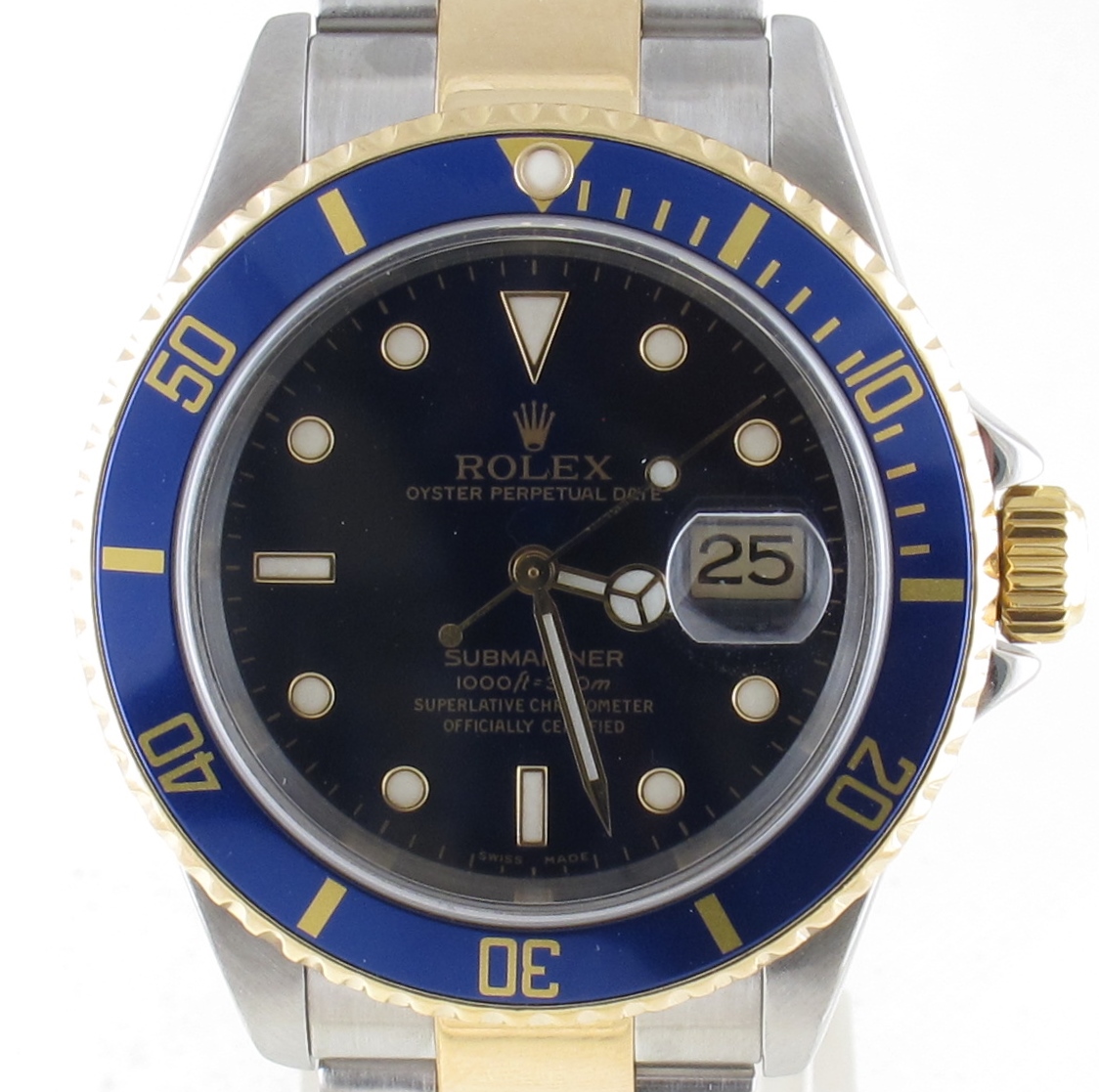 Pre-Owned Rolex 40MM Two Tone Submariner (2003) Model 16613 Front Close
