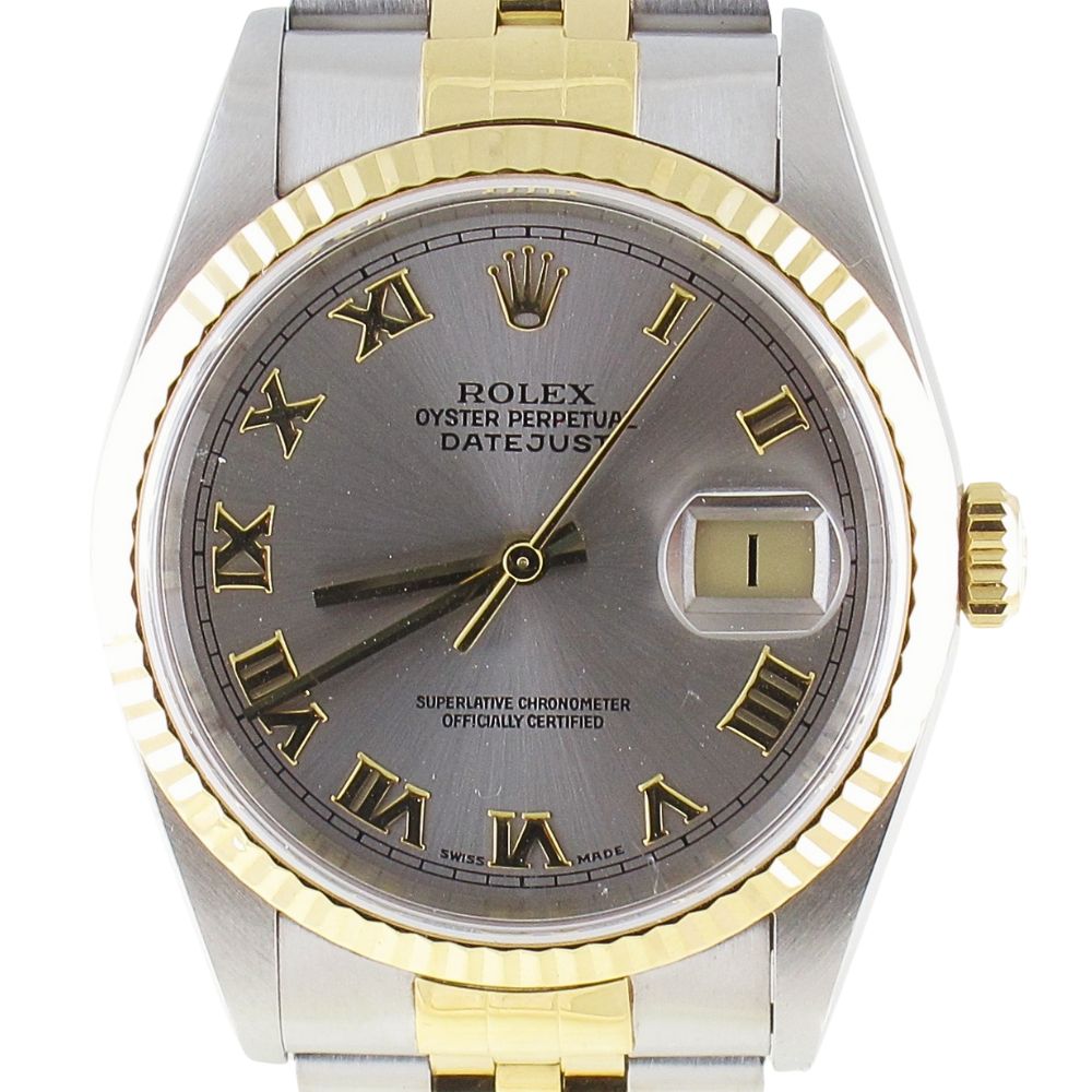 Pre-owned Rolex 36MM Two Tone Datejust (2000) Model 16233 Front Close