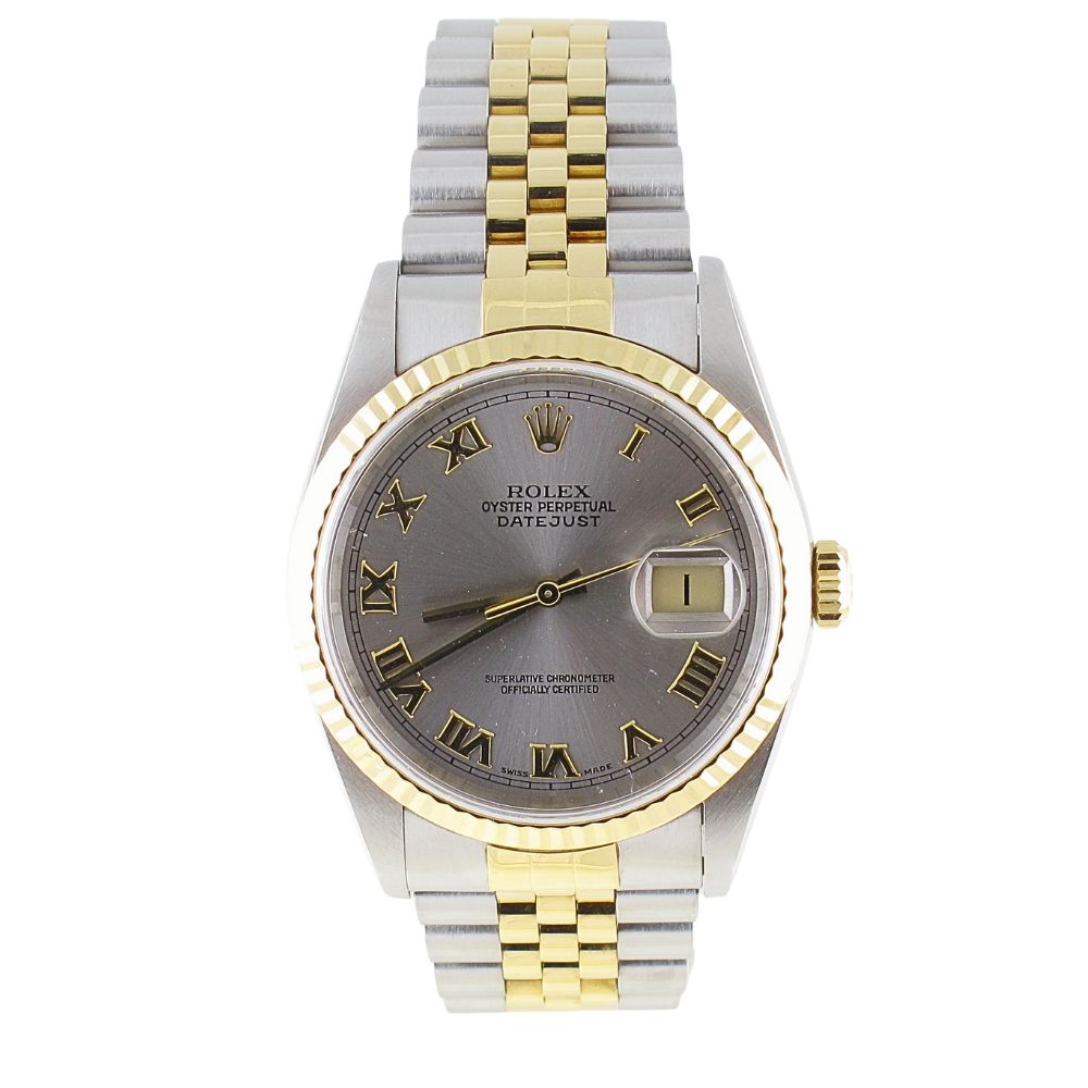 Pre-owned Rolex 36MM Two Tone Datejust (2000) Model 16233 Front