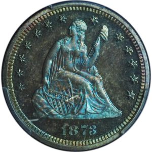 Proof 1873 Seated Liberty Quarter PR65 PCGS